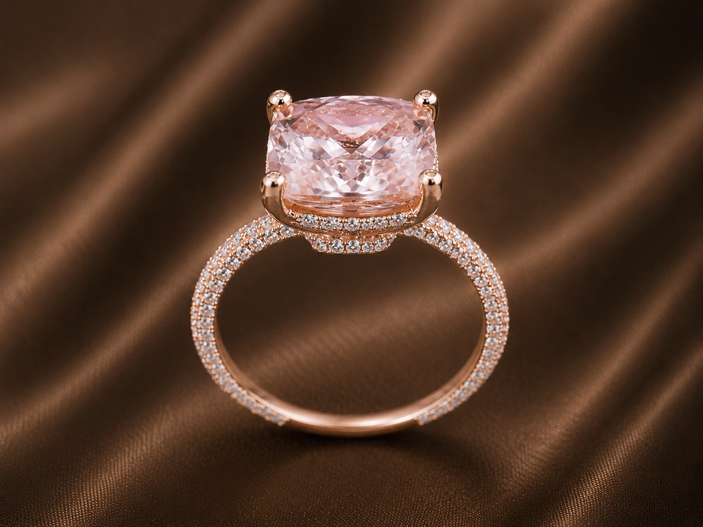 The Blush Cushion Halo Ring