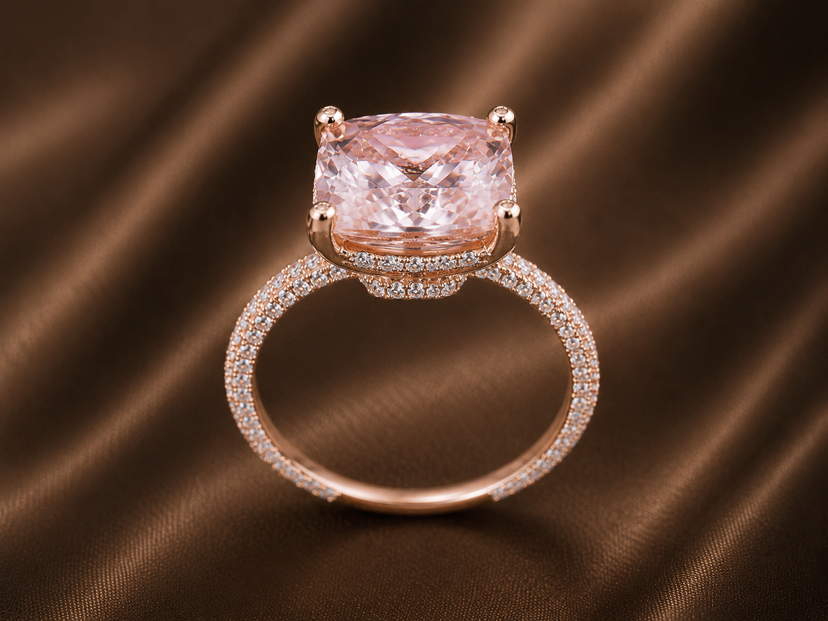 The Blush Cushion Halo Ring