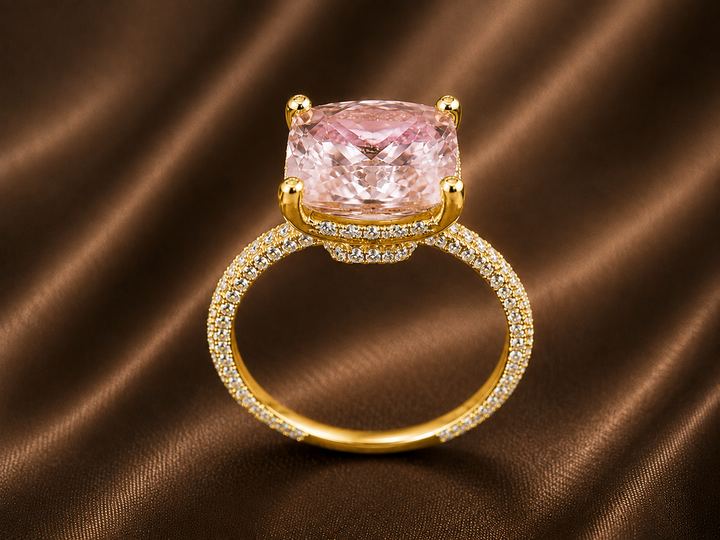 The Blush Cushion Halo Ring