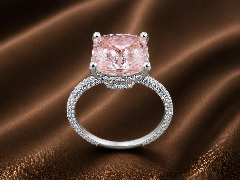 The Blush Cushion Halo Ring