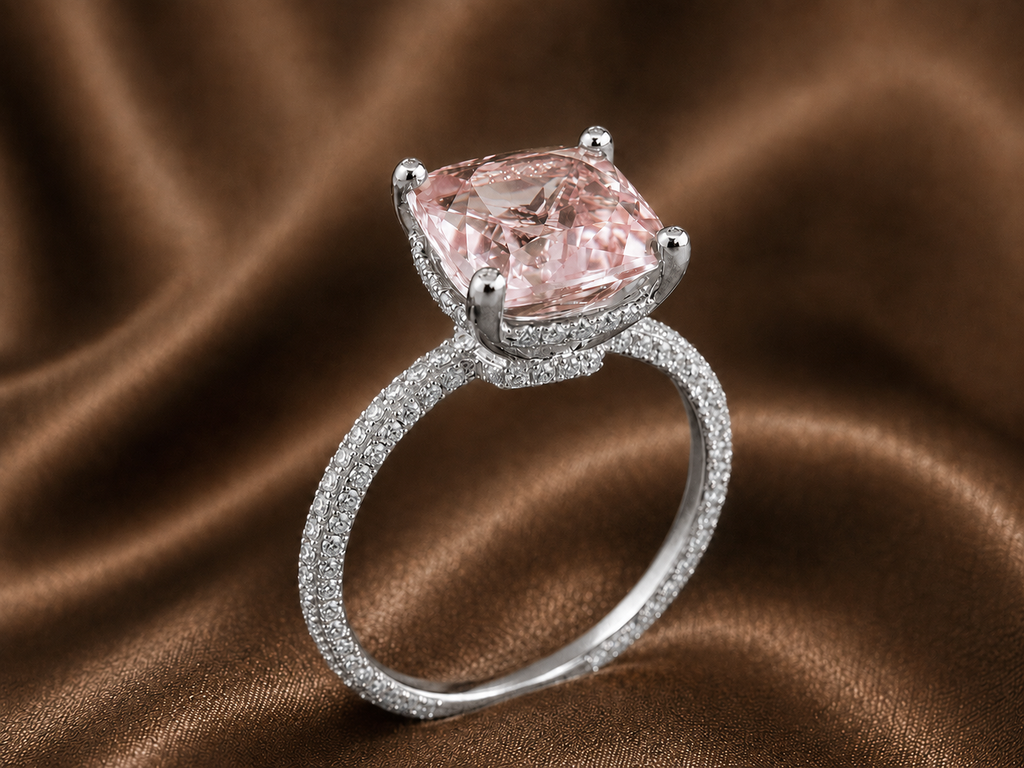 The Blush Cushion Halo Ring