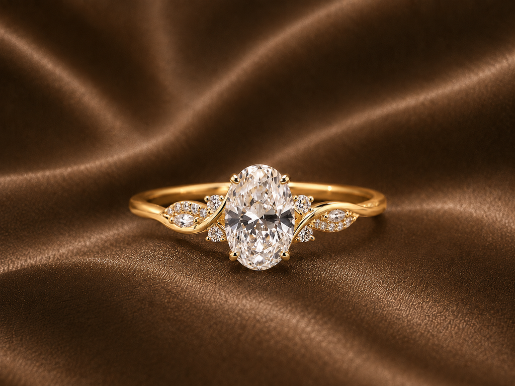 The Golden Vine Oval Diamond Ring