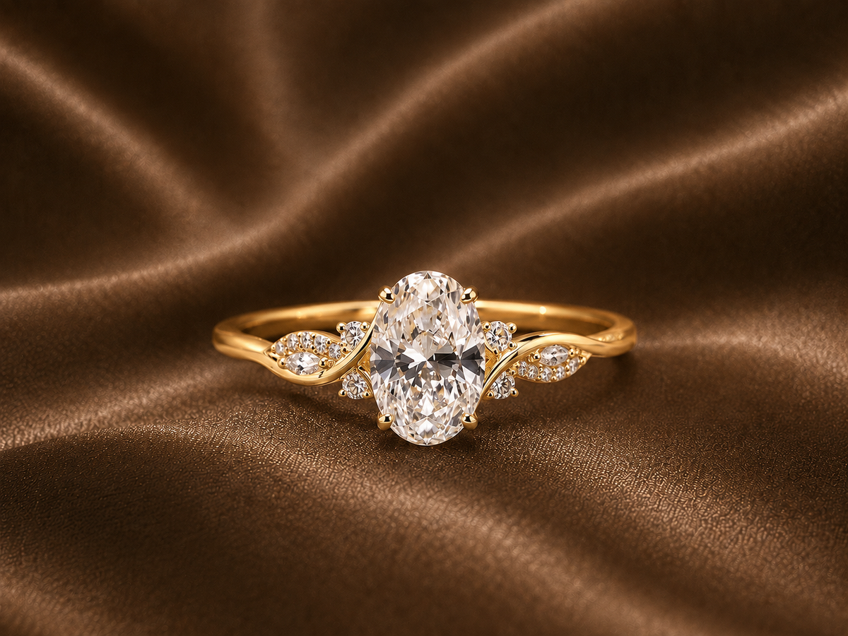 The Golden Vine Oval Diamond Ring