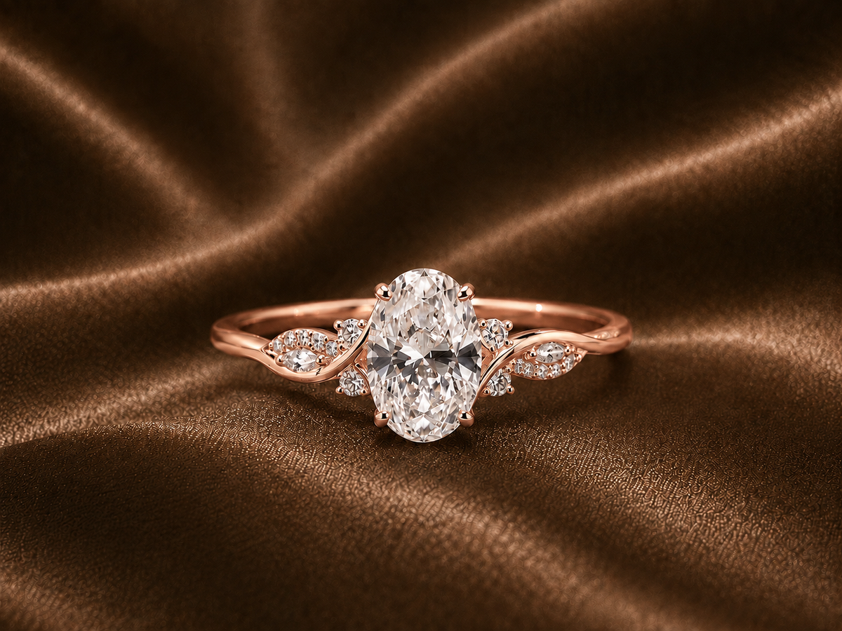 The Golden Vine Oval Diamond Ring