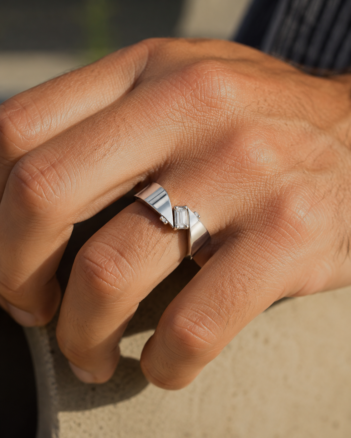 The Asymmetrical Emerald Cut Band