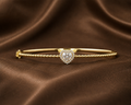 Gold Beaded Heart Diamond Bracelet