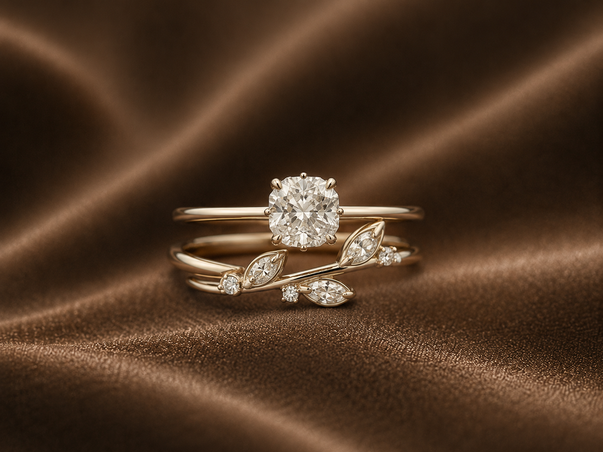 The Enchanted Vine Cushion Cut Ring Set