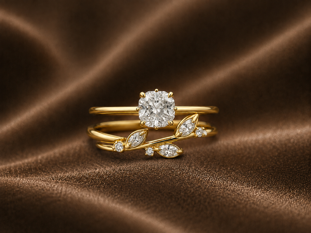 The Enchanted Vine Cushion Cut Ring Set