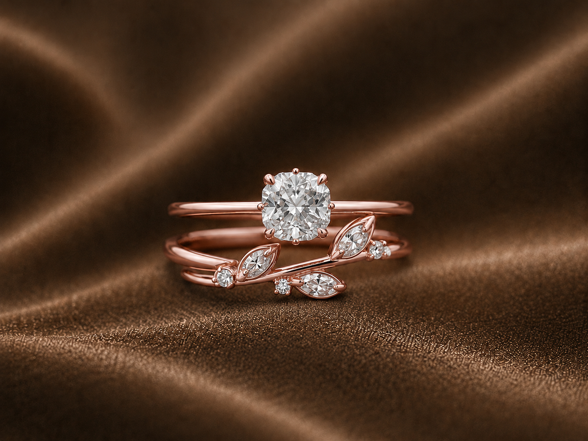 The Enchanted Vine Cushion Cut Ring Set