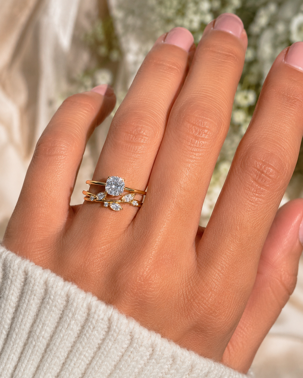 The Enchanted Vine Cushion Cut Ring Set