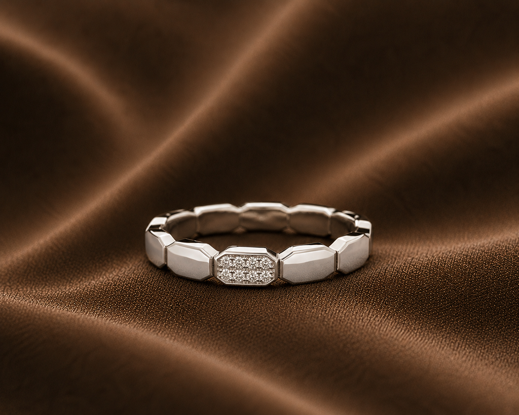 Sleek Octagon Pavé Stacking Ring
