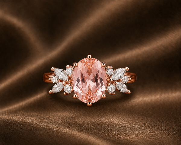 The Fairycore Oval Morganite & Diamond Cluster Ring