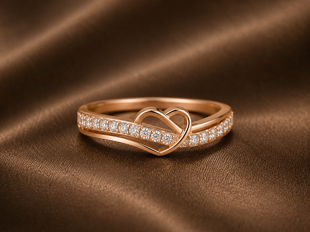 Rose Gold Interlocking Heart Ring