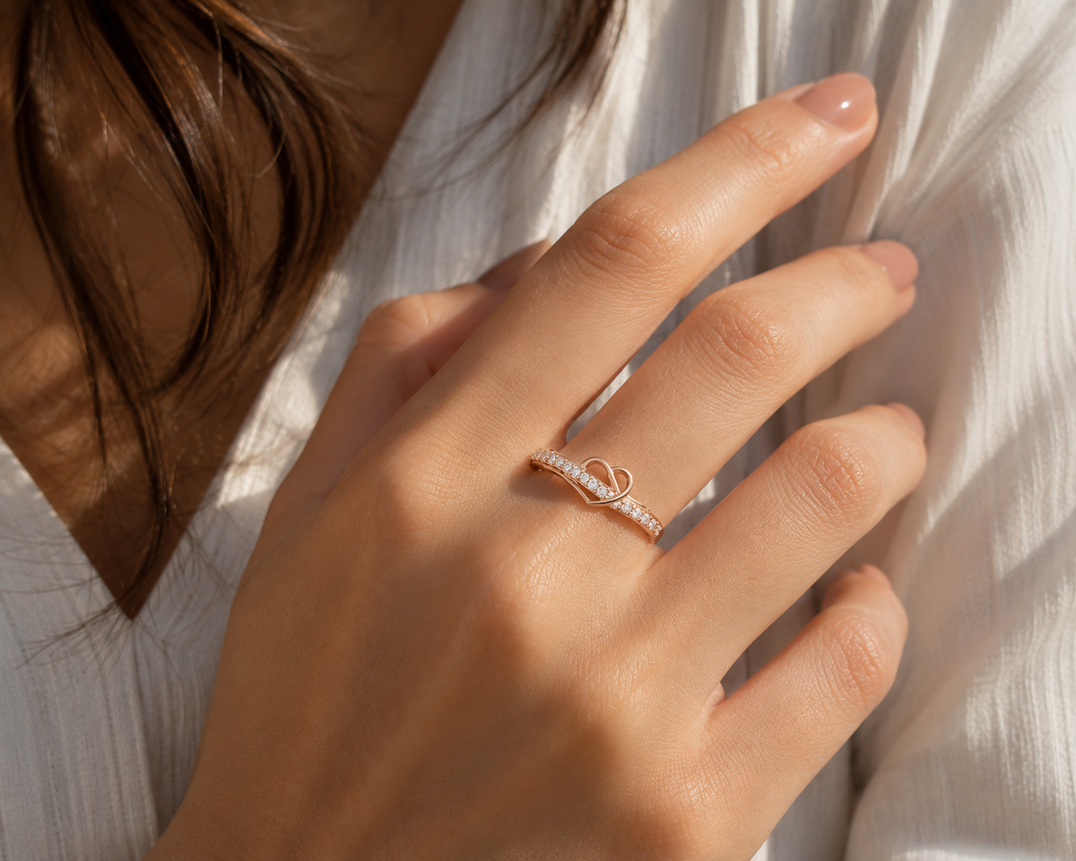 Rose Gold Interlocking Heart Ring