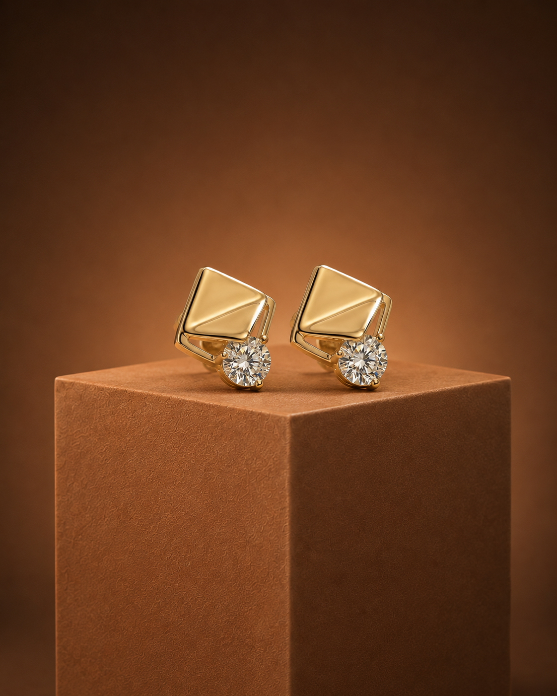 Origami Diamond Corner Studs