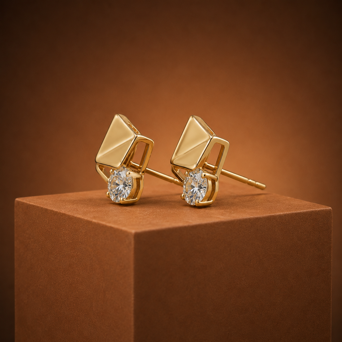 Origami Diamond Corner Studs