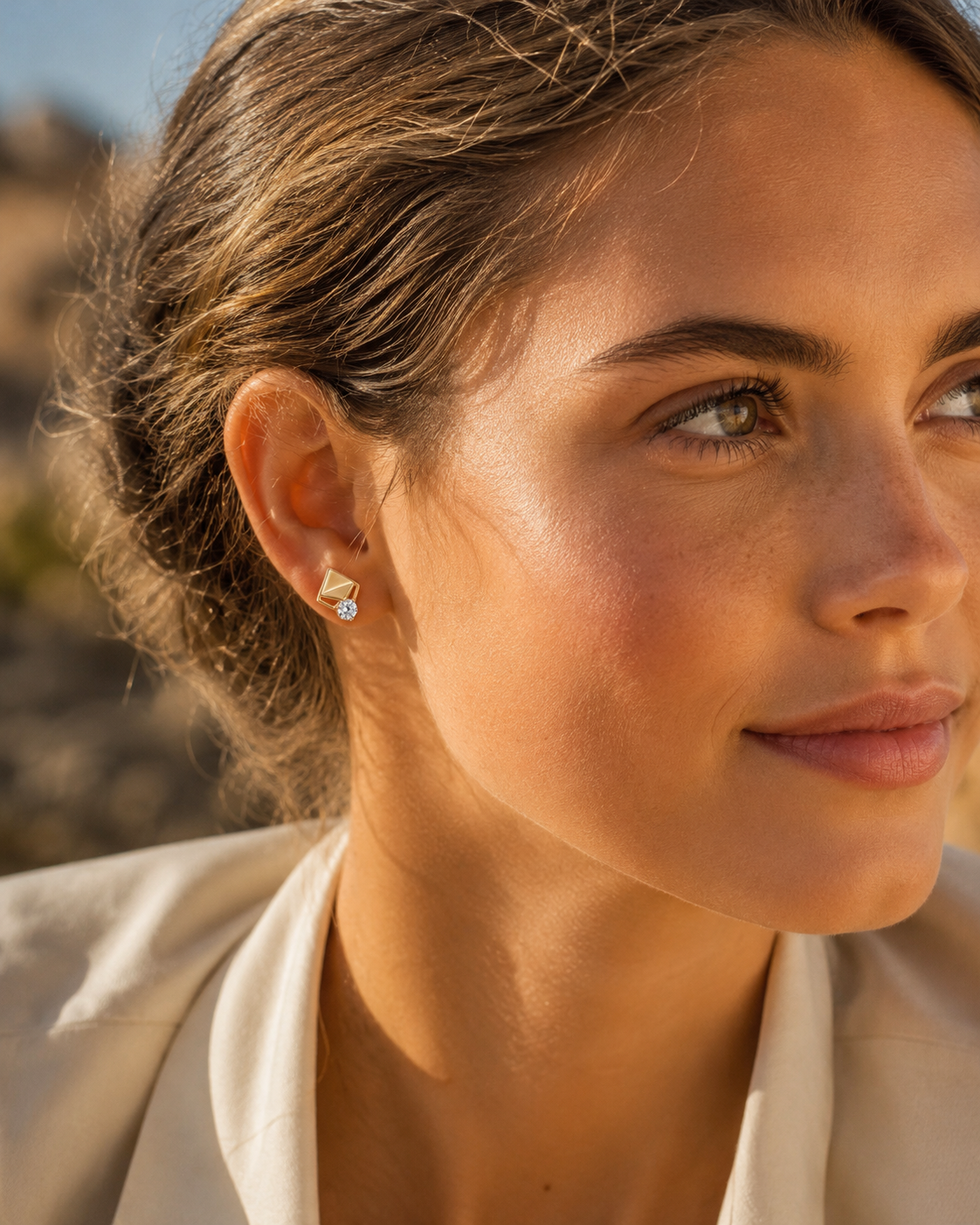 Origami Diamond Corner Studs