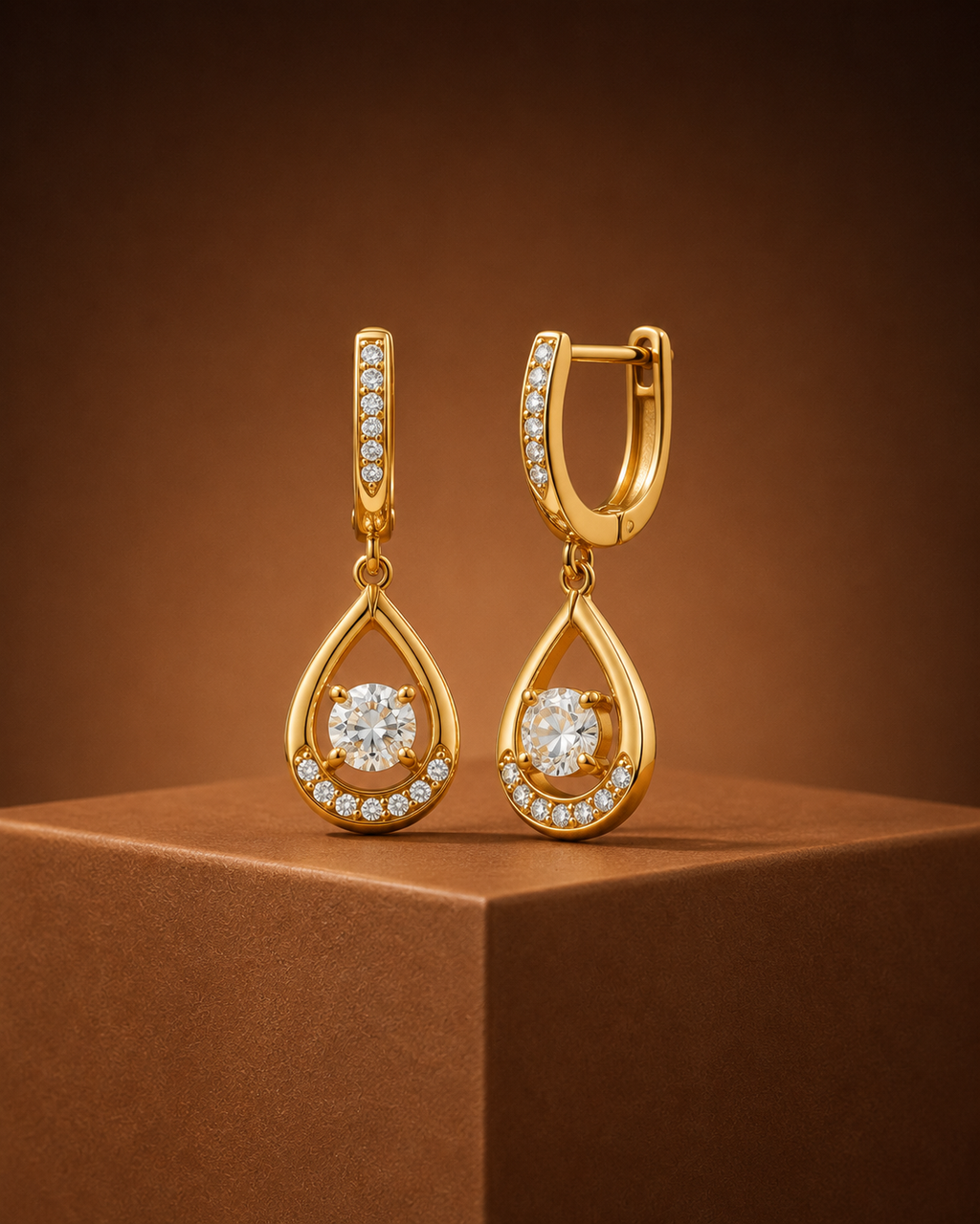 Floating Diamond Teardrop Dangles