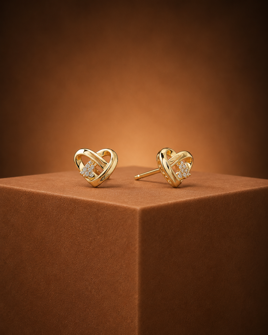 Interlocking Heart Diamond Studs