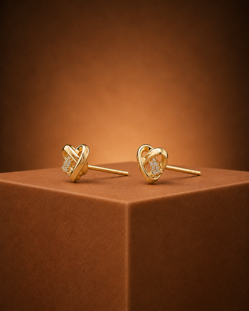 Interlocking Heart Diamond Studs