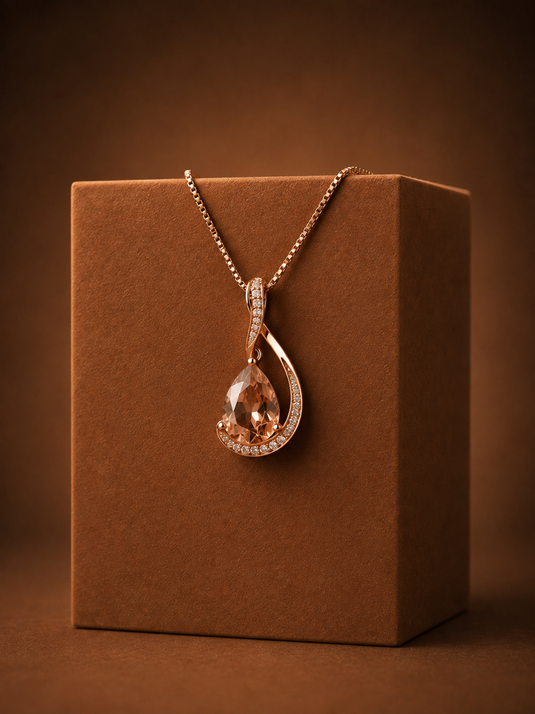 Pear Cut Morganite & Diamond Drop