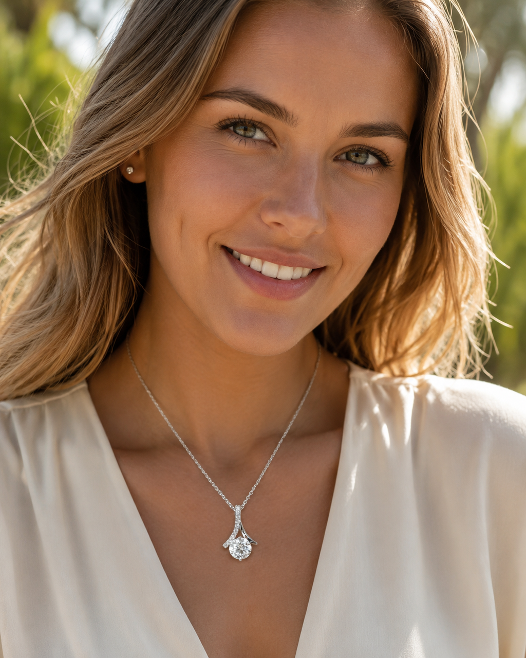Floating Ribbon Diamond Pendant