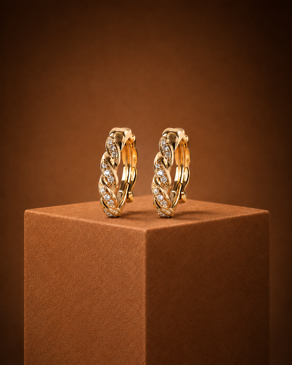 Twisted Diamond Huggie Hoops
