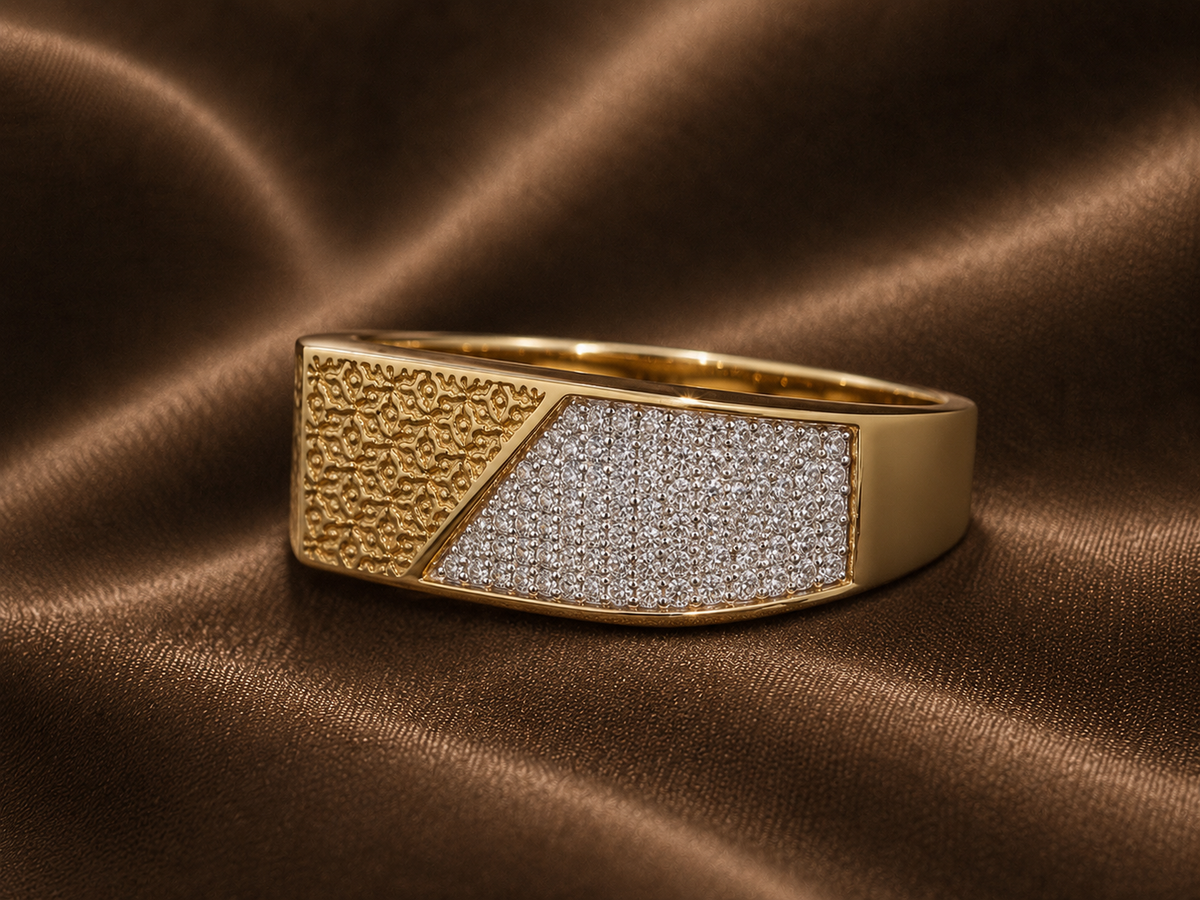The Dual-Texture Micro-Pave Men's Ring