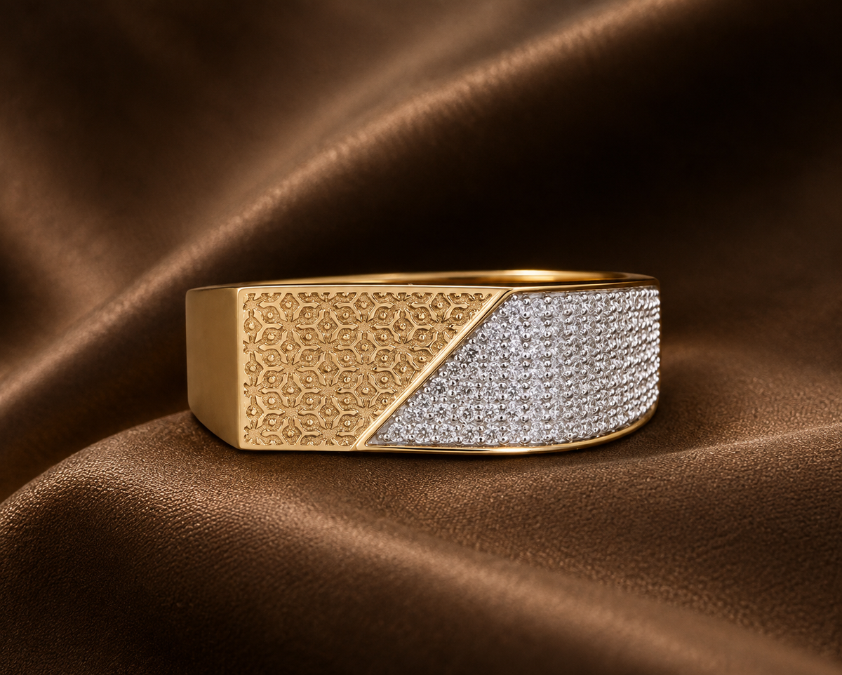 The Dual-Texture Micro-Pave Men's Ring