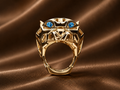 Geometric Panther Statement Ring | Blue Accents