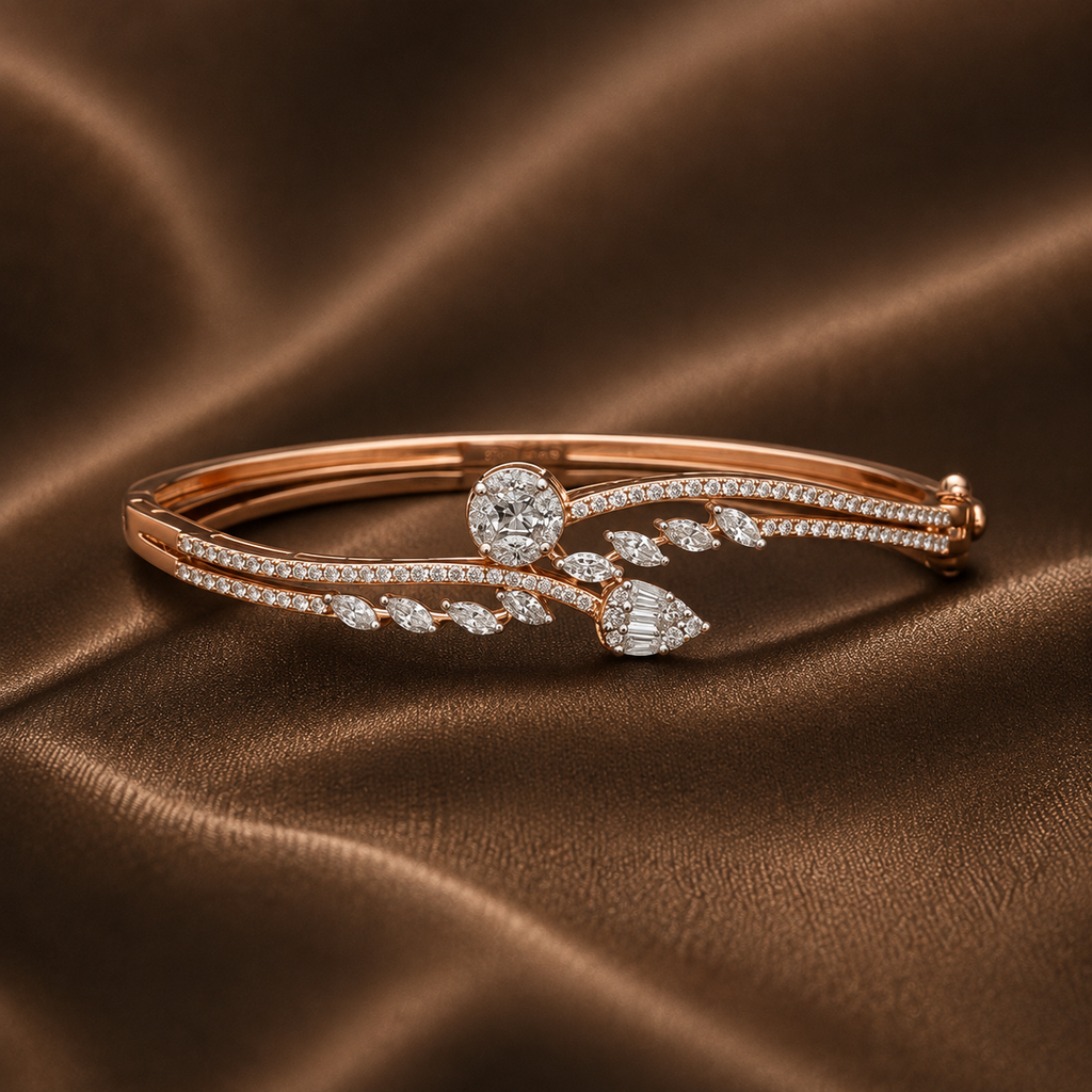 Asymmetric Flora Diamond Cuff