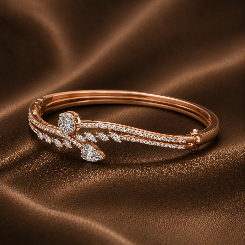 Asymmetric Flora Diamond Cuff