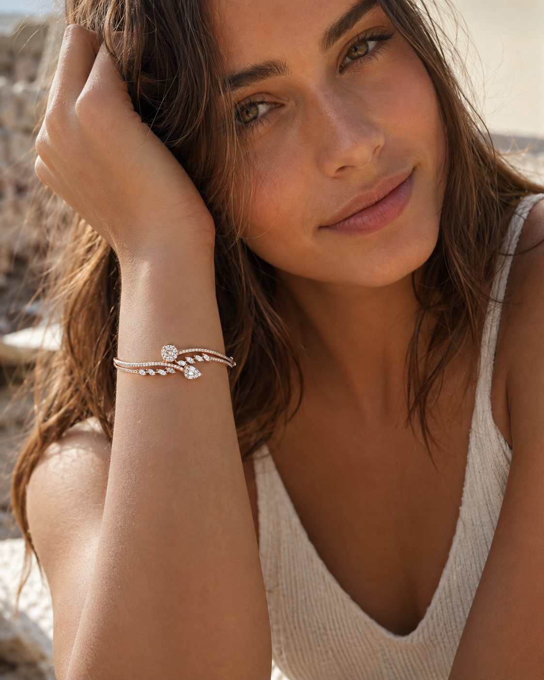 Asymmetric Flora Diamond Cuff
