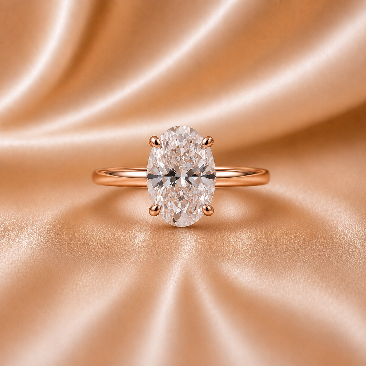 Certified Oval Diamond Interlocking Ring Set