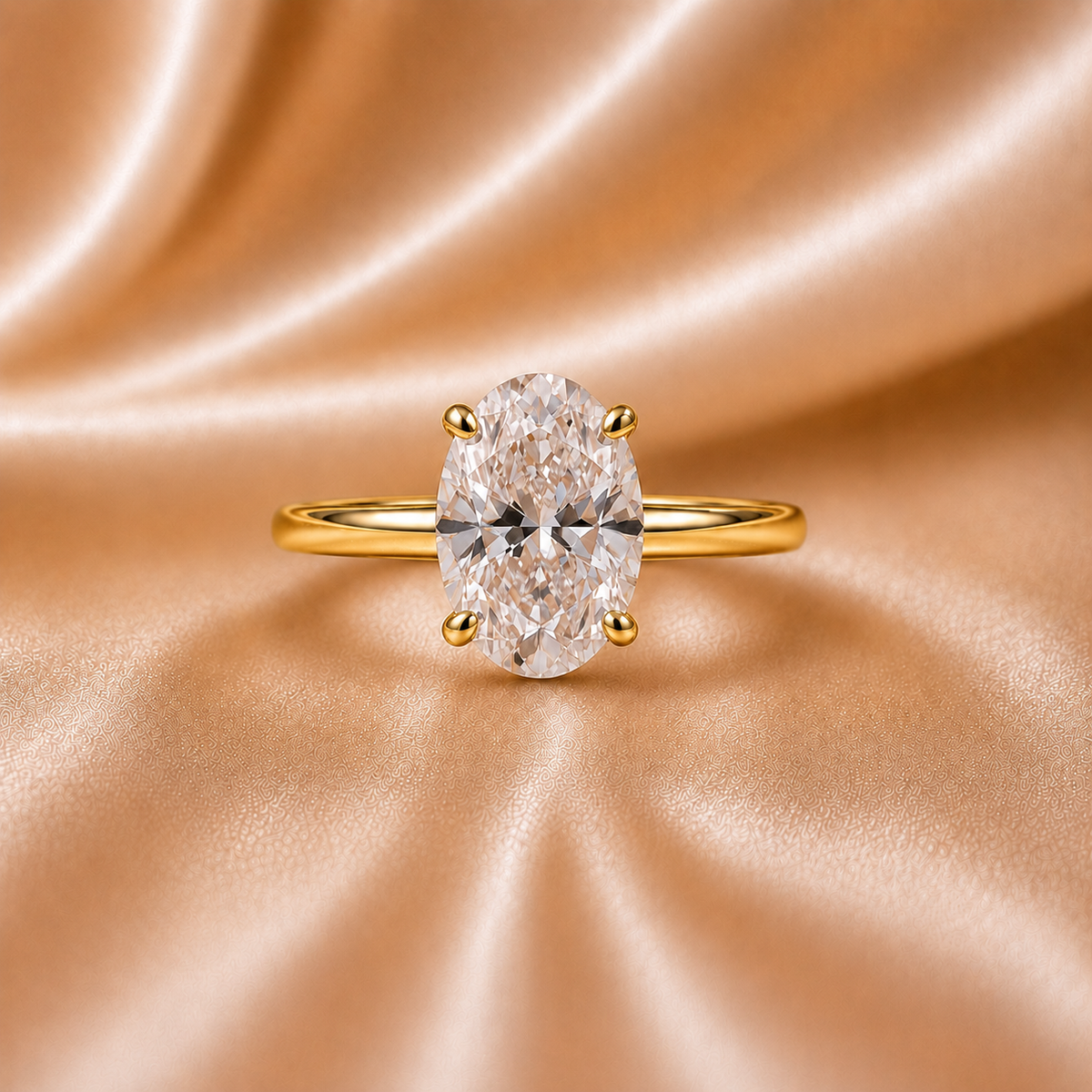Certified Oval Diamond Interlocking Ring Set