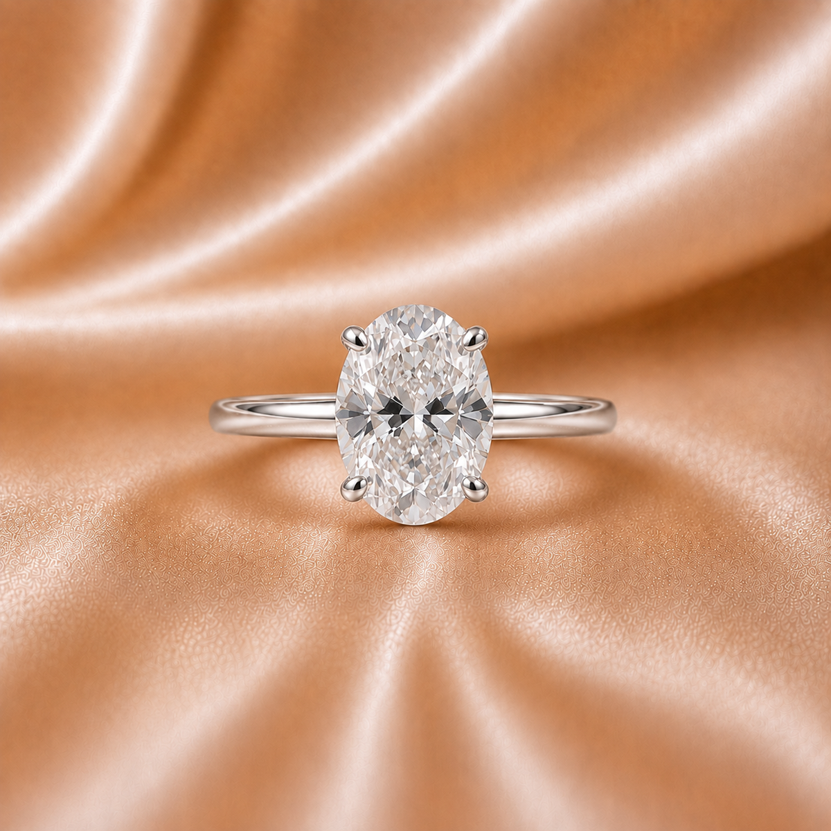 Certified Oval Diamond Interlocking Ring Set