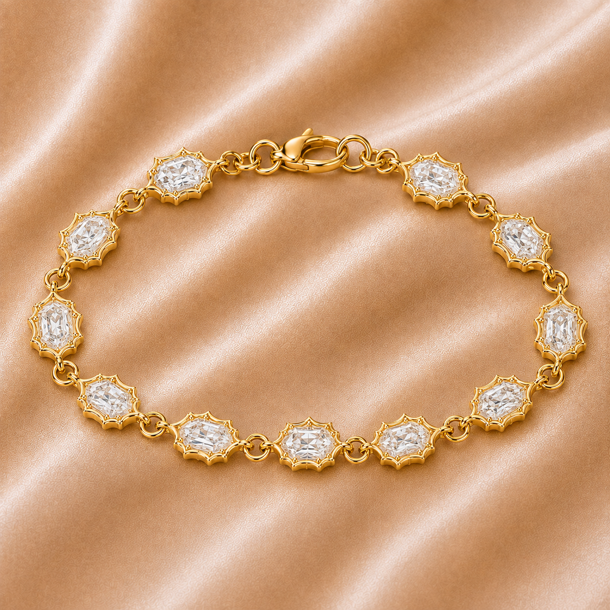 The Deco Edge Lab-Grown Diamond Hexagon Station Bracelet