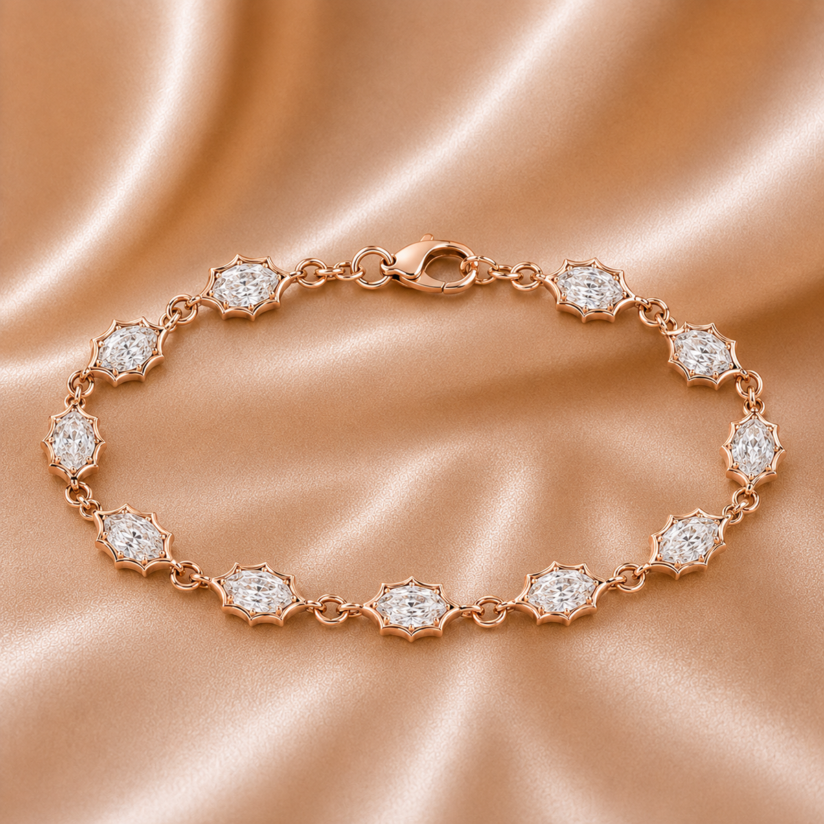The Deco Edge Lab-Grown Diamond Hexagon Station Bracelet