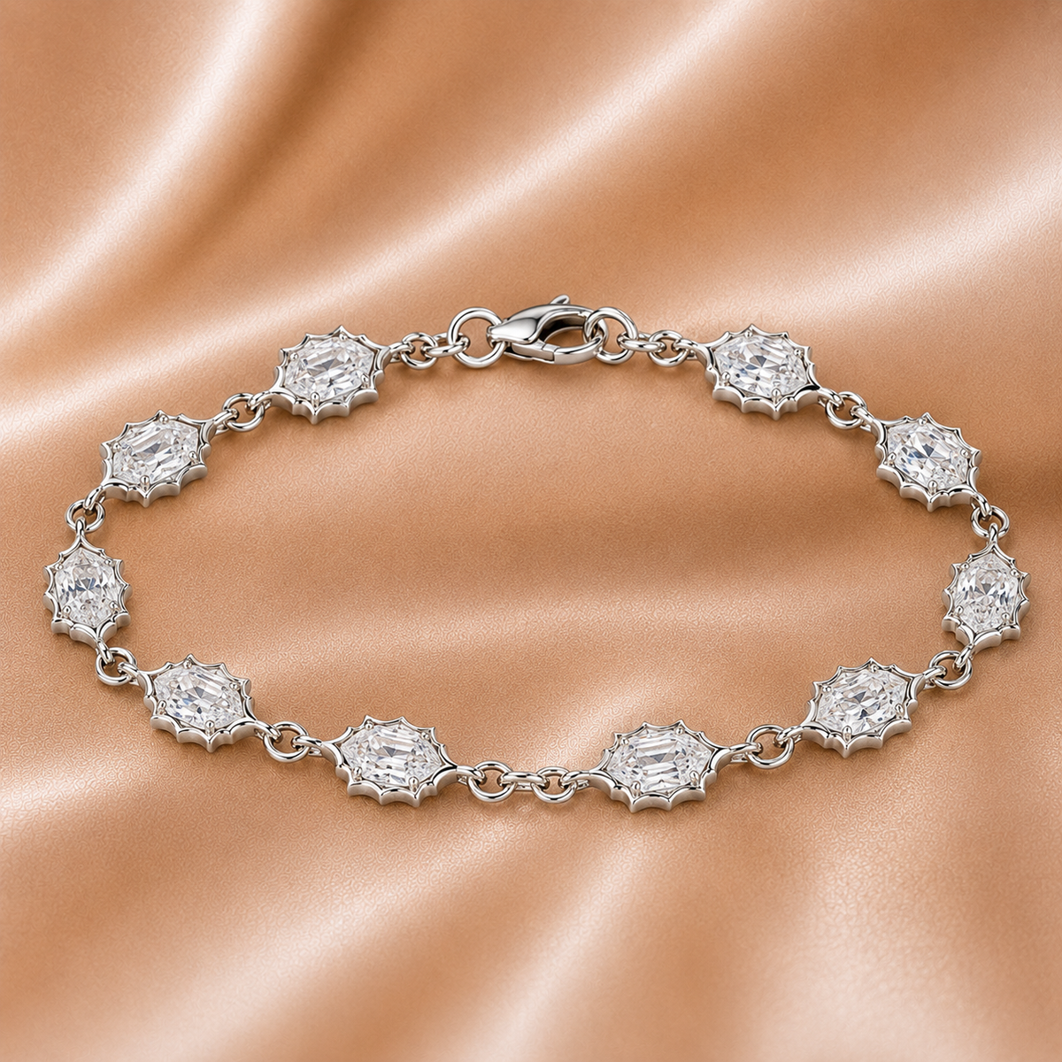 The Deco Edge Lab-Grown Diamond Hexagon Station Bracelet
