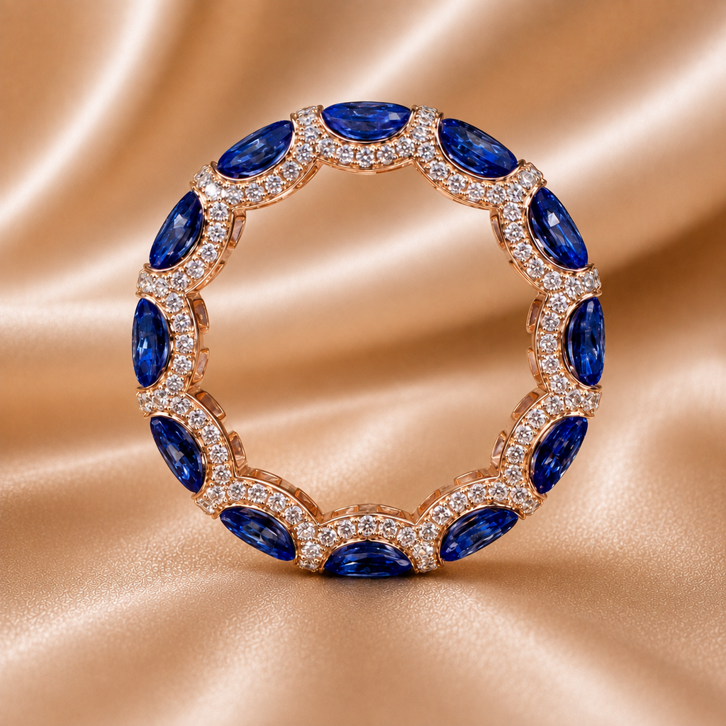 The NovaStella Signature Sapphire & Diamond Embrace Band