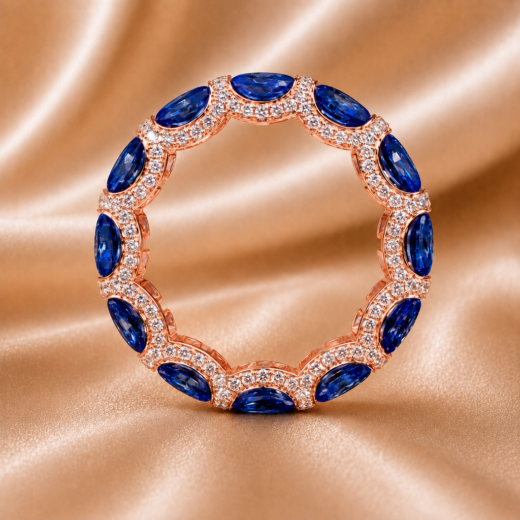 The NovaStella Signature Sapphire & Diamond Embrace Band