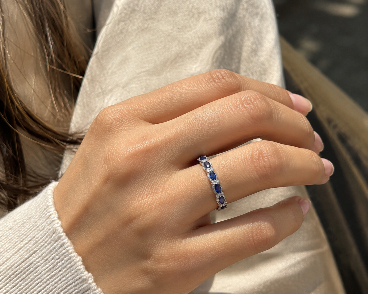 The NovaStella Signature Sapphire & Diamond Embrace Band