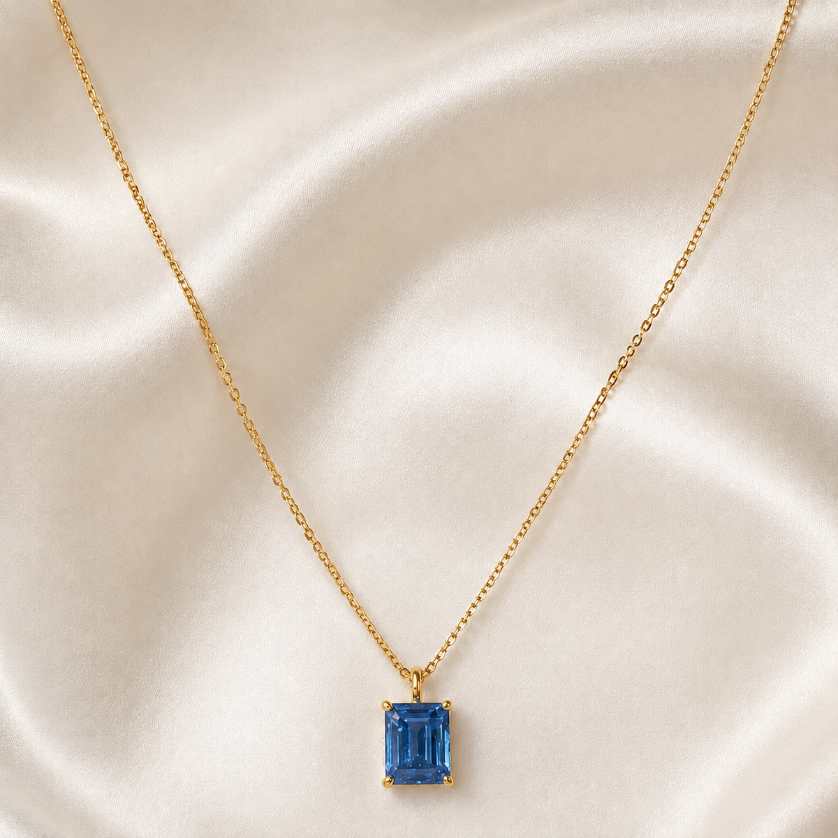 The Ocean's Whisper Emerald-Cut Sapphire Pendant