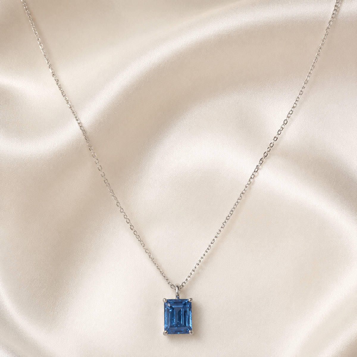 The Ocean's Whisper Emerald-Cut Sapphire Pendant