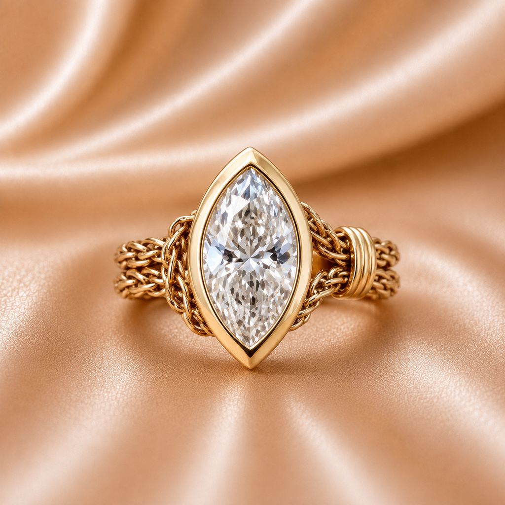 The Fluid Elegance Marquise Chain Ring