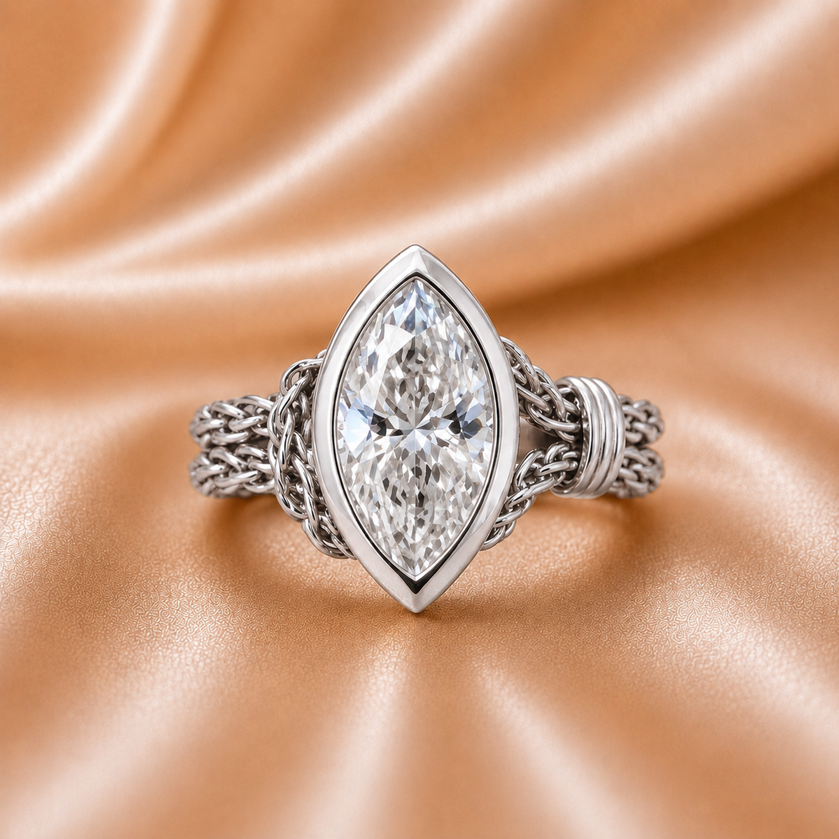 The Fluid Elegance Marquise Chain Ring