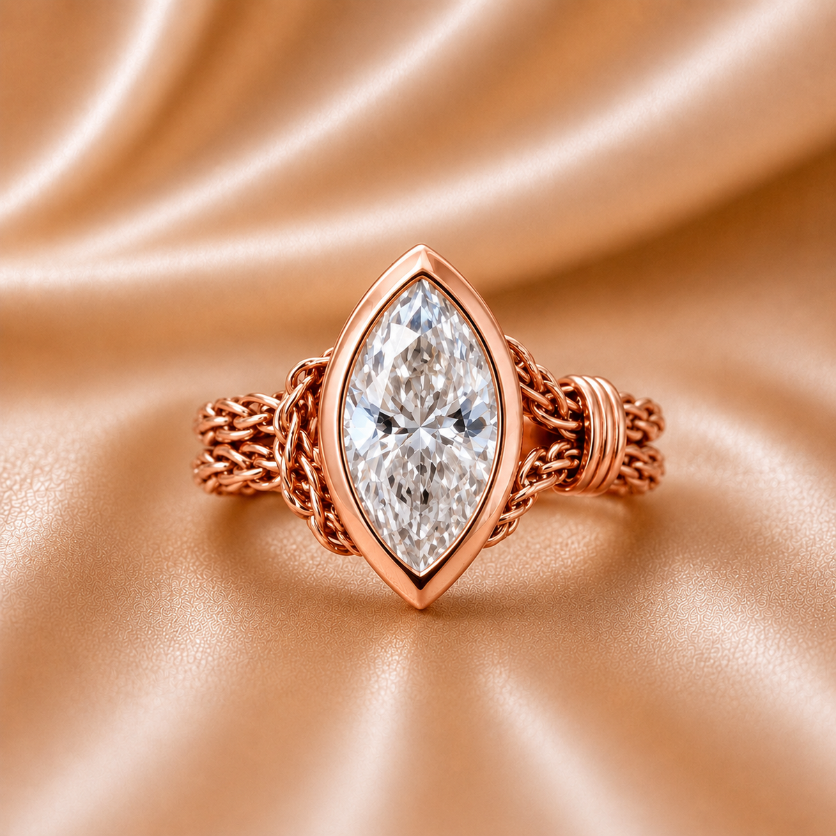 The Fluid Elegance Marquise Chain Ring