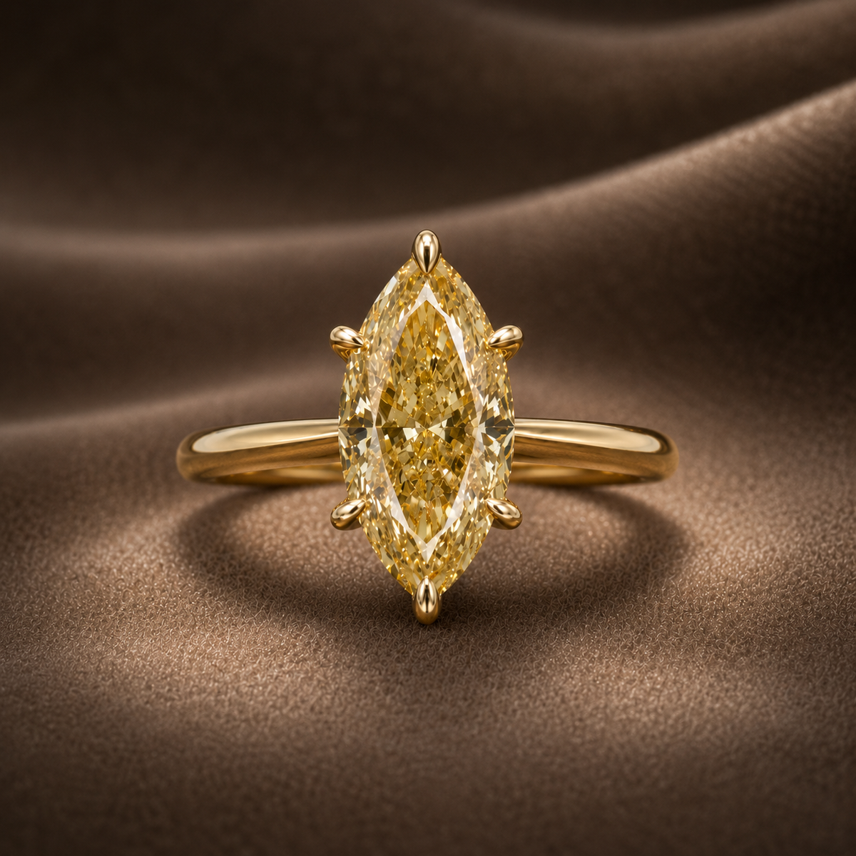 The Golden Tulip: Fancy Yellow Marquise Diamond Solitaire