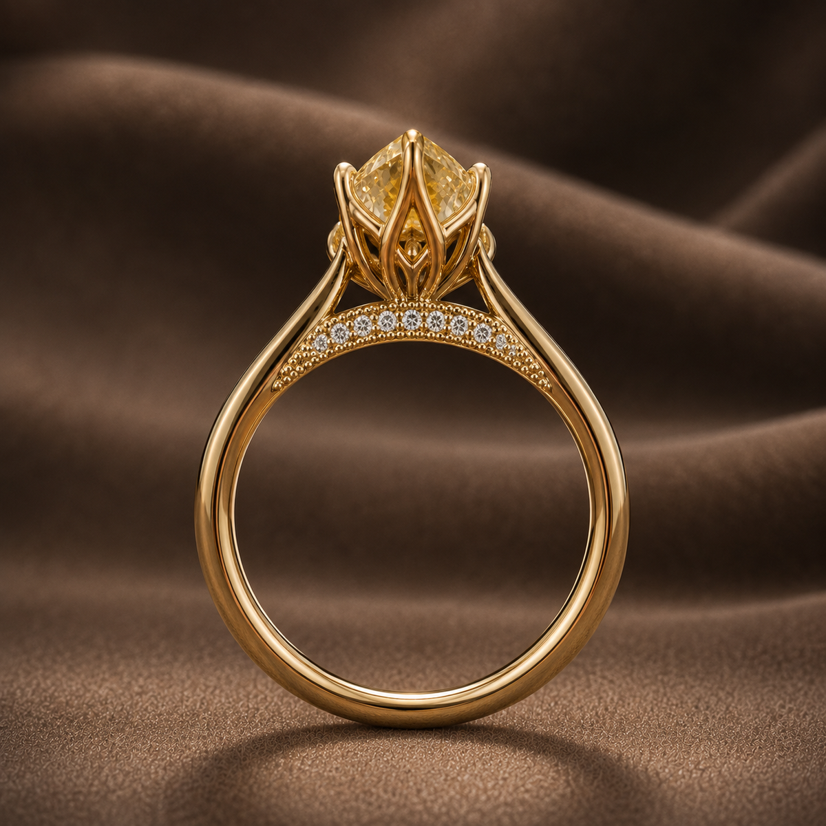 The Golden Tulip: Fancy Yellow Marquise Diamond Solitaire