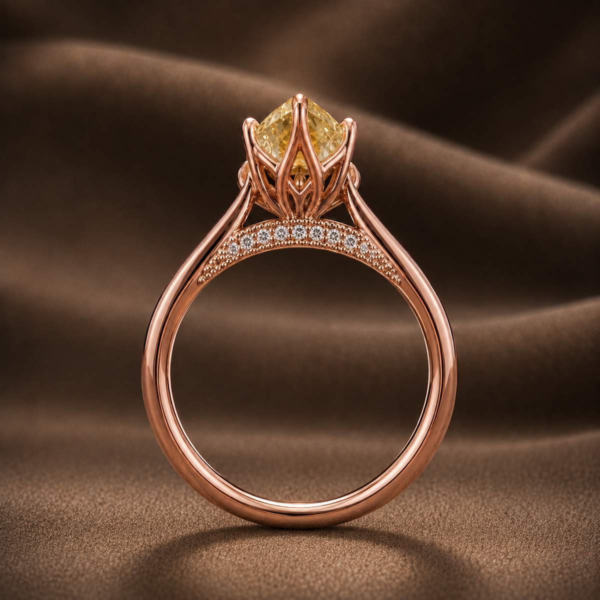 The Golden Tulip: Fancy Yellow Marquise Diamond Solitaire